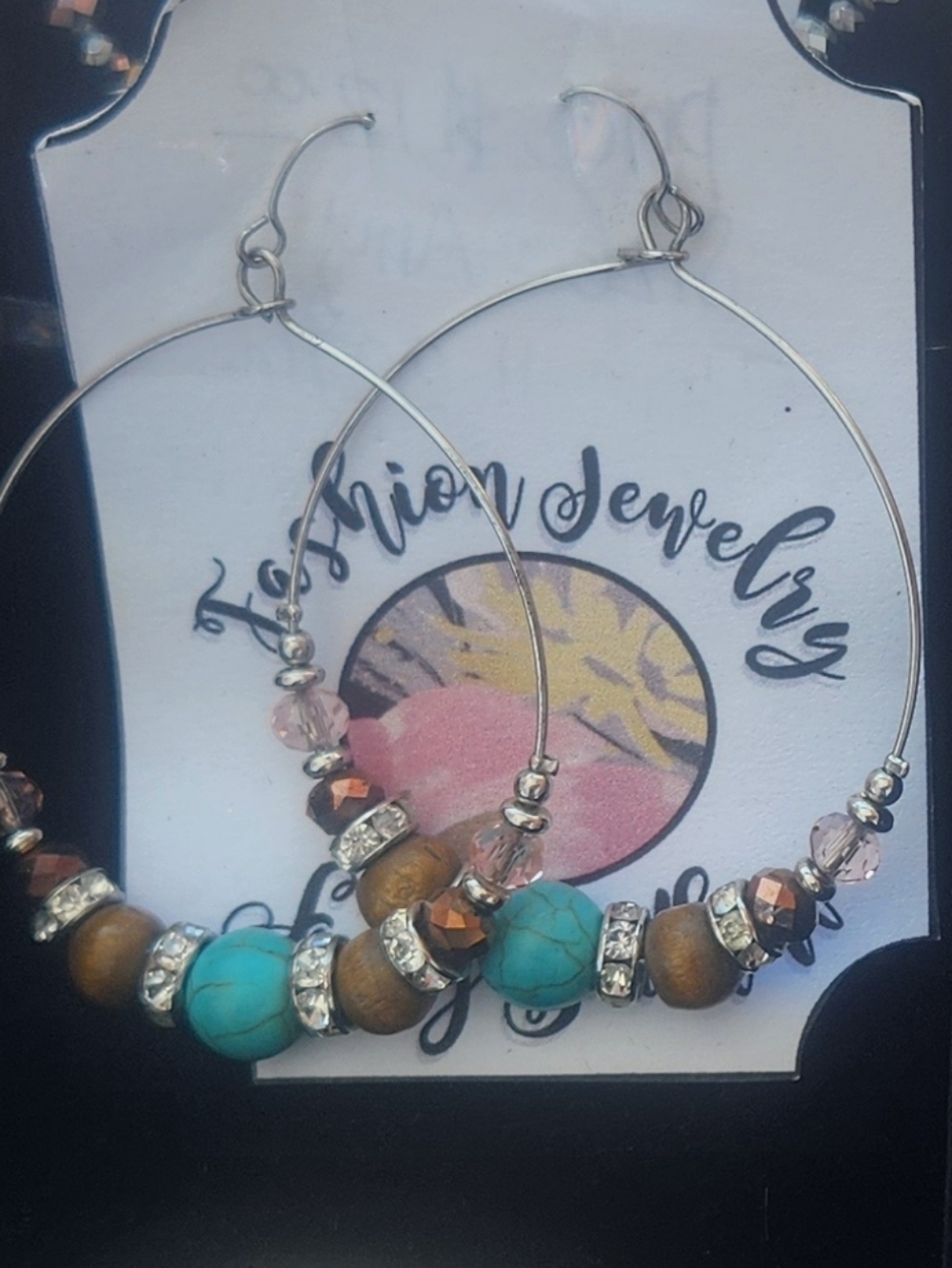 Turqoise Beaded Hoop Earrings - Womens Jewelry